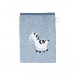 Waschhandschuh stahlblau Zebra